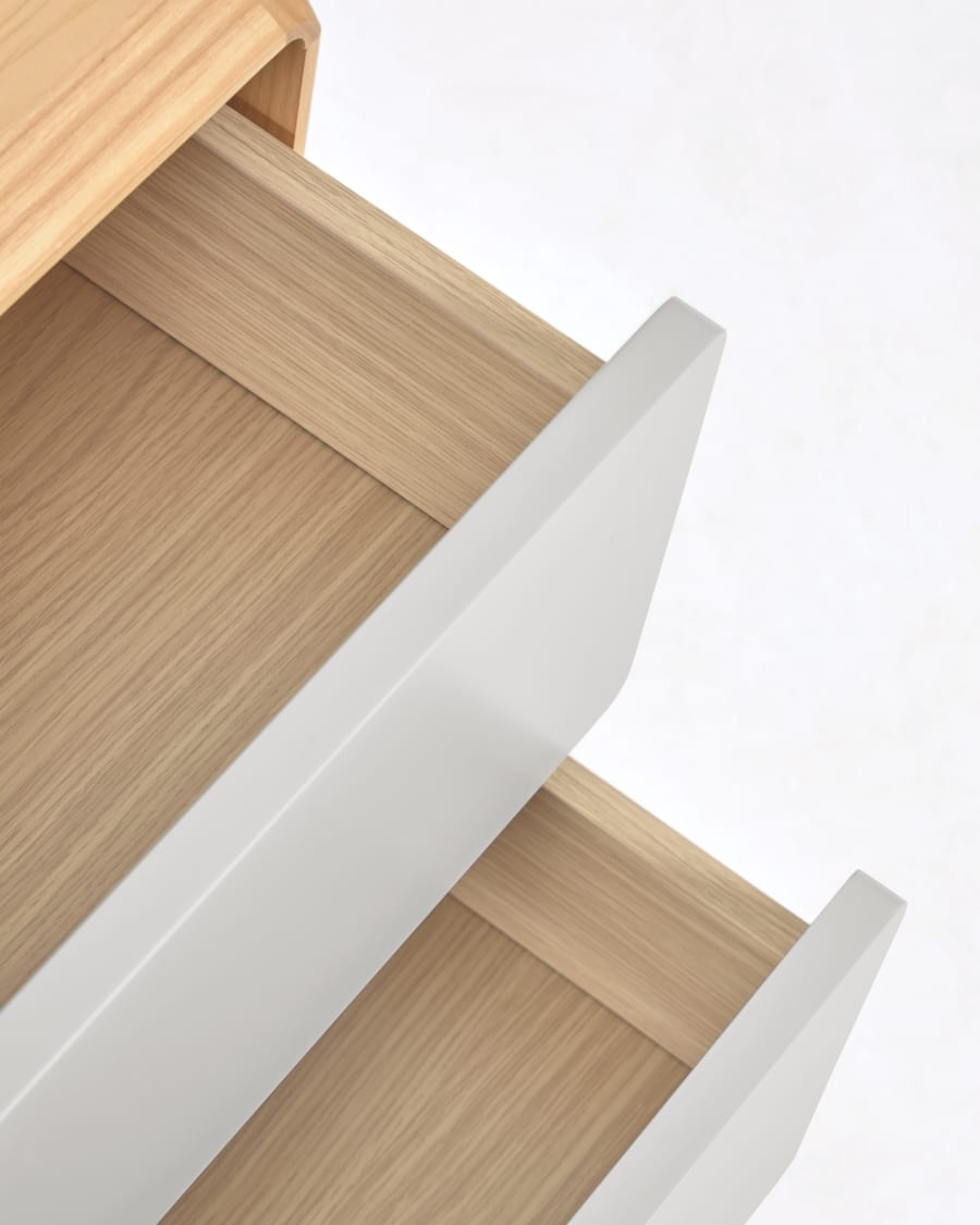 Japandi Wood & Grey Bedside Table
