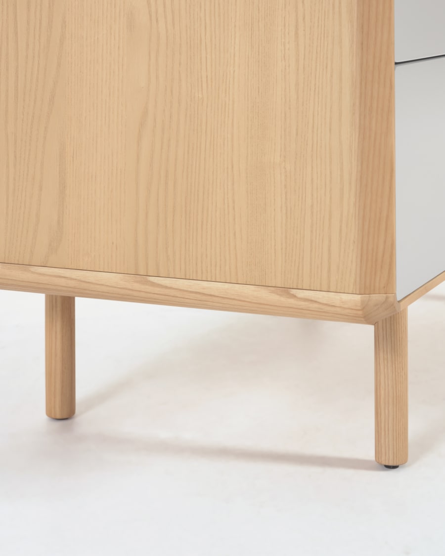 Japandi Wood & Grey Bedside Table