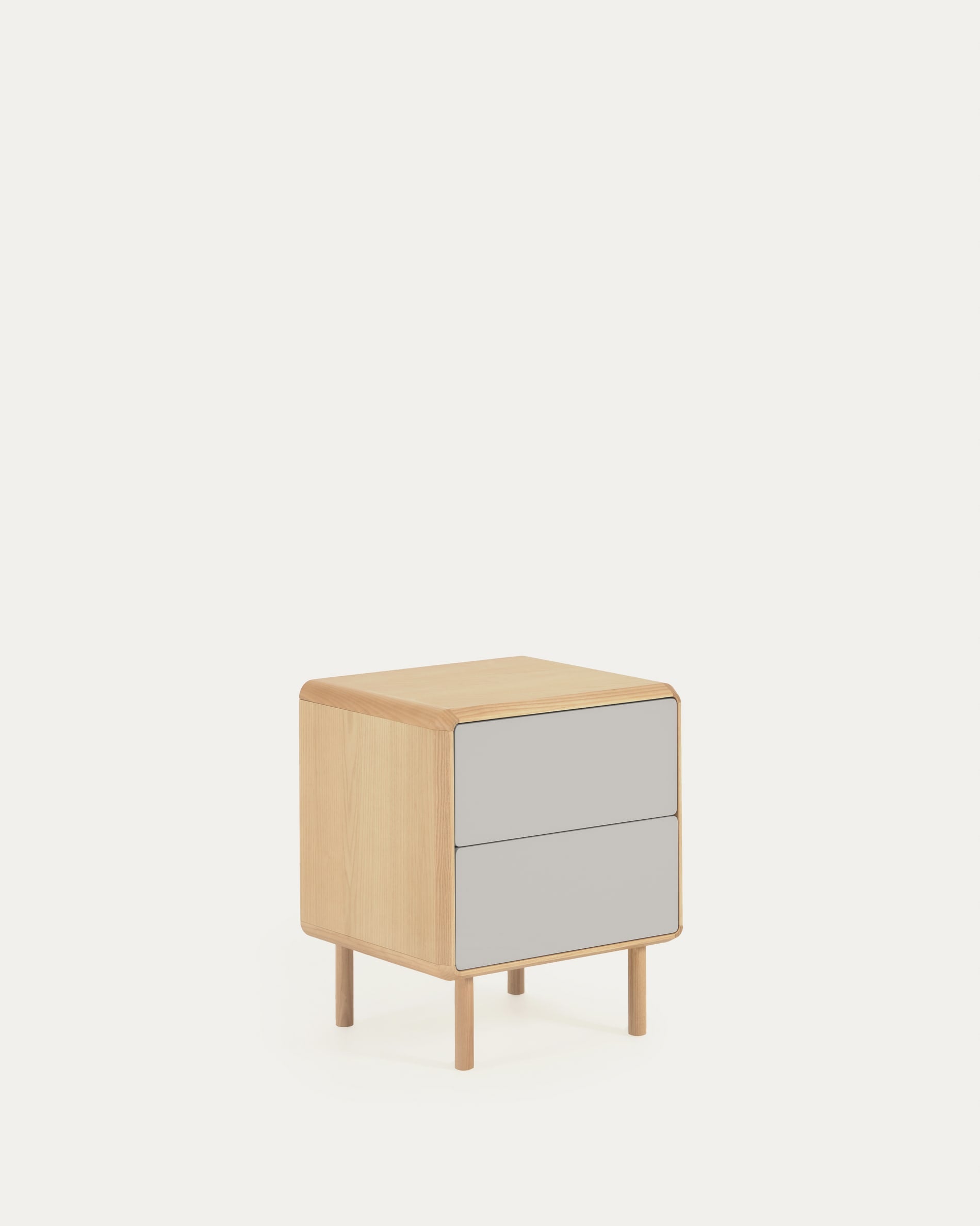 Japandi Wood & Grey Bedside Table