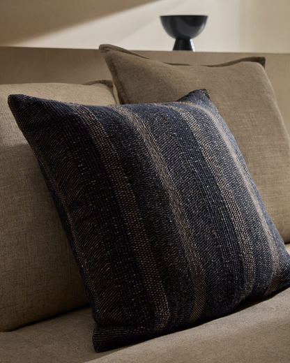 Dark Blue Striped Japandi Cushion Cover