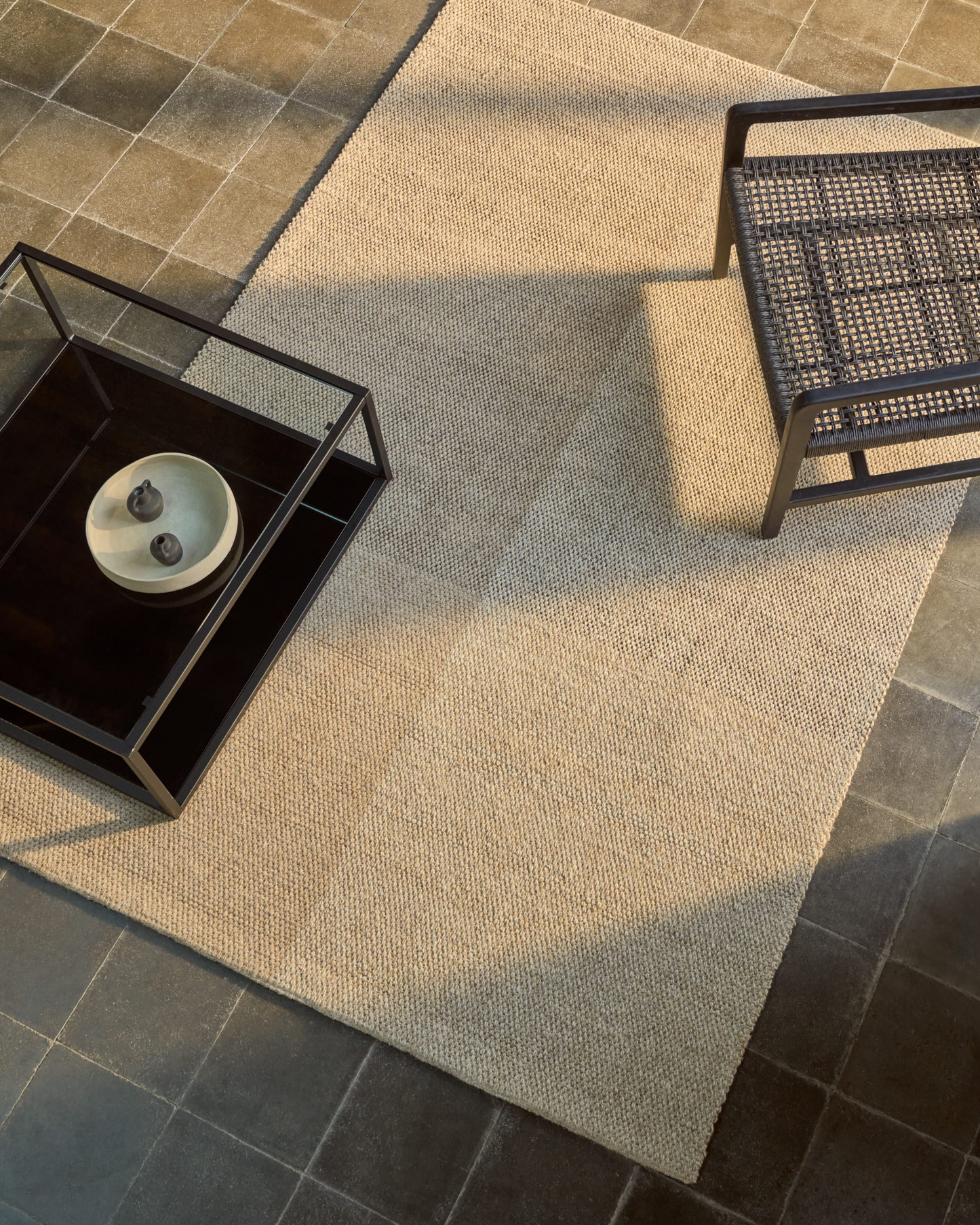 Japandi Beige Checkered Rug