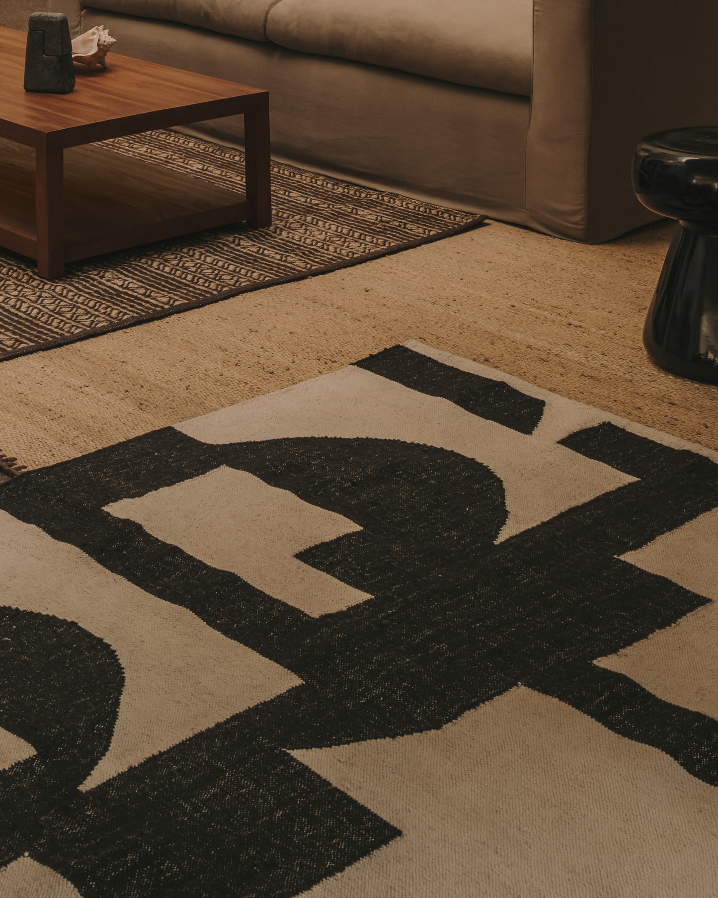 Black and White Japandi Rug