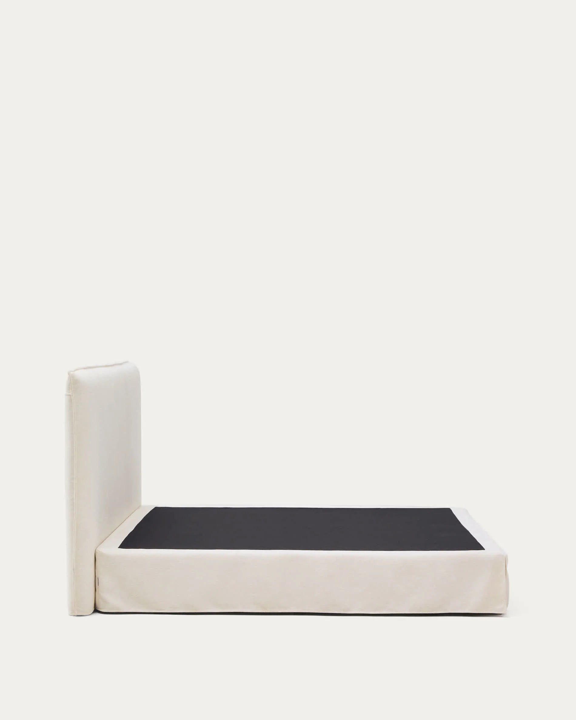 White Chenille Japandi Bed 180x200cm