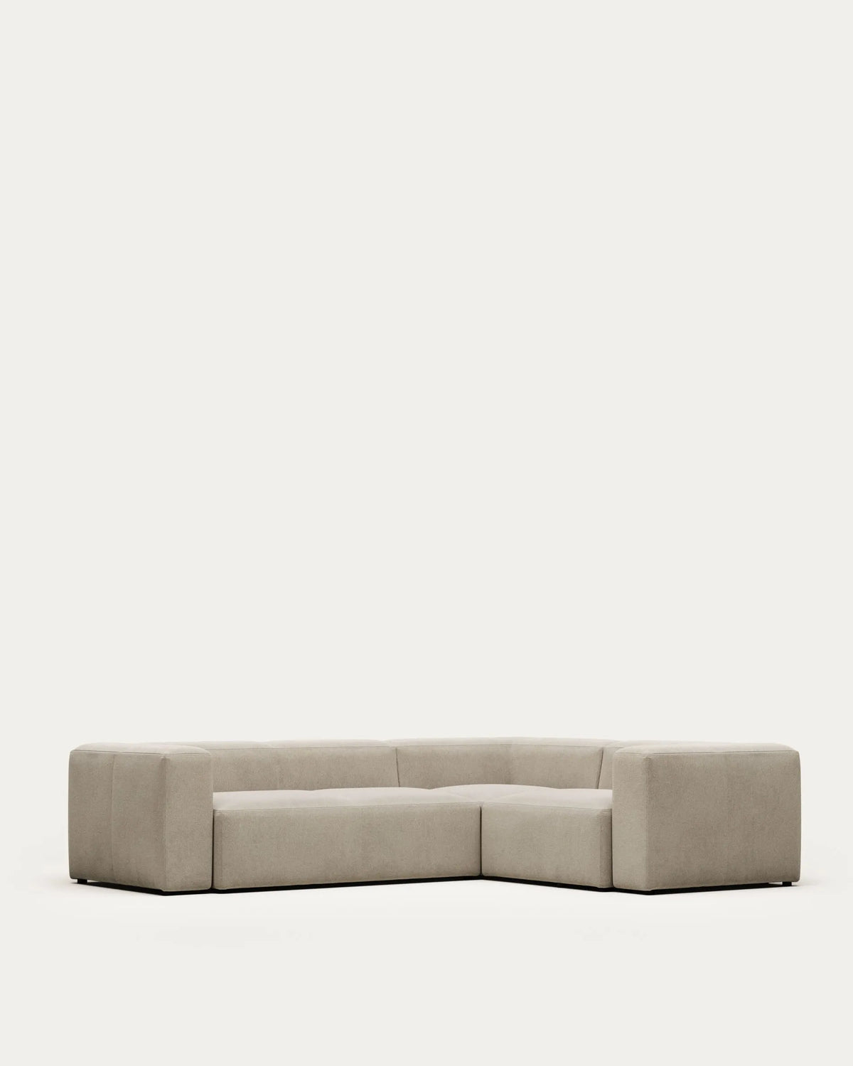 Beige 3 Seater Japandi Corner Sofa in beige upholstery