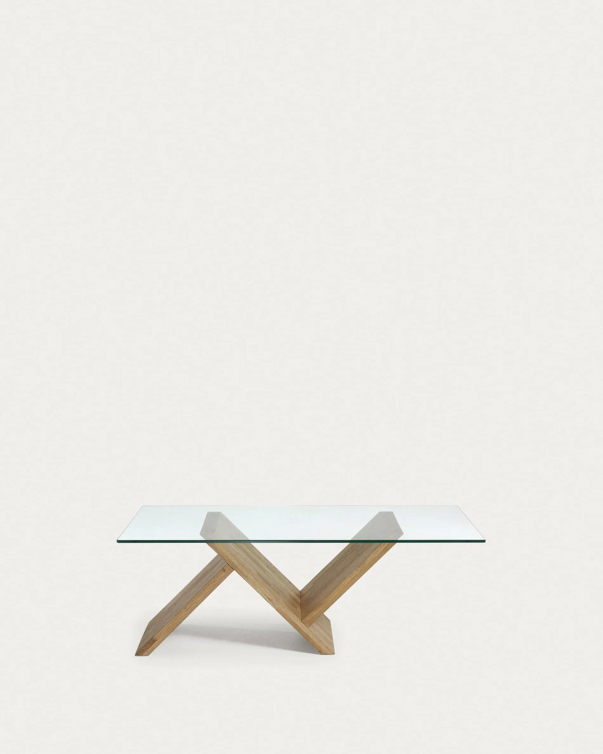 Japandi Glass & Wood Coffee Table in tempered glass and solid oak