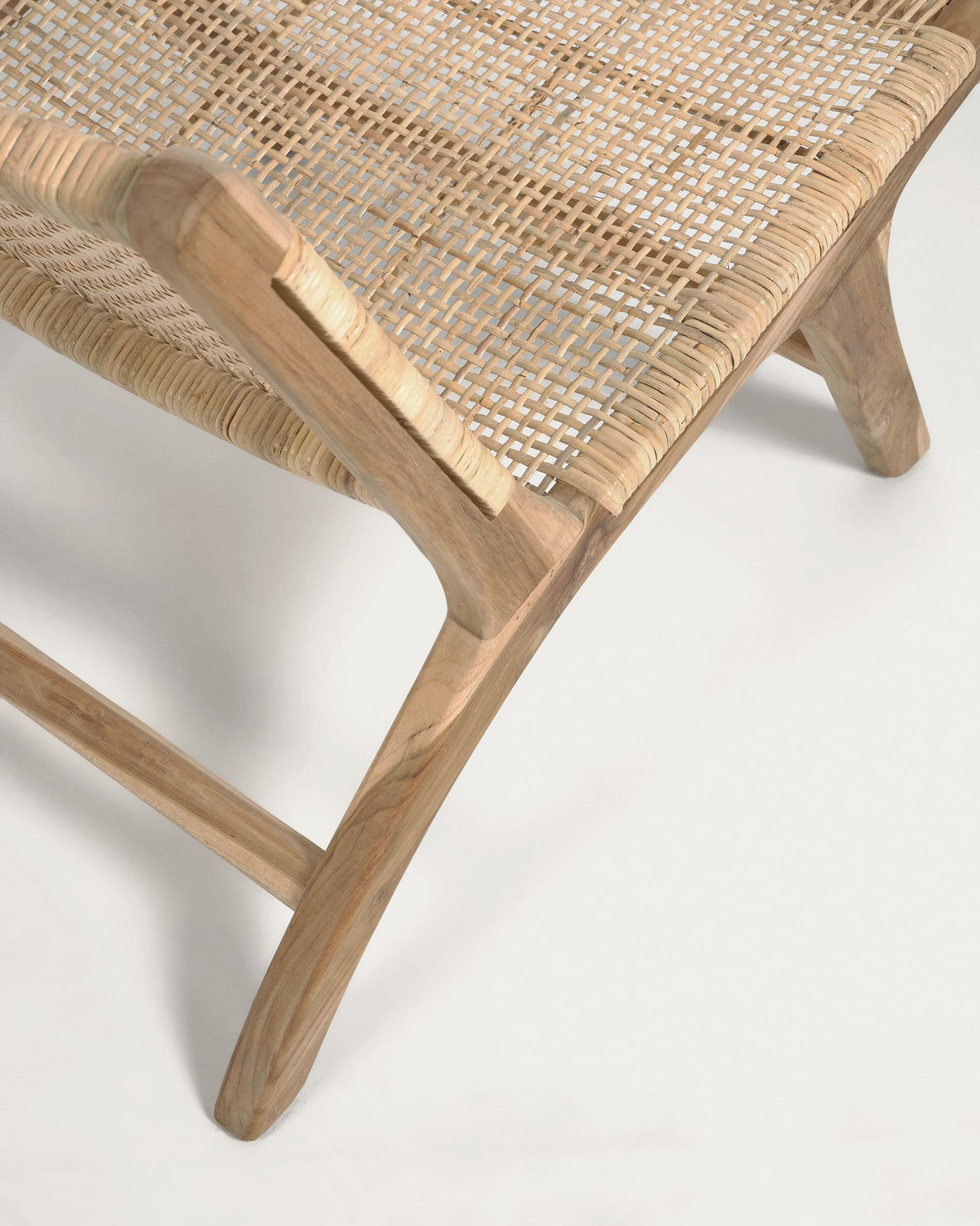 Japandi Wood and Rattan Armchair