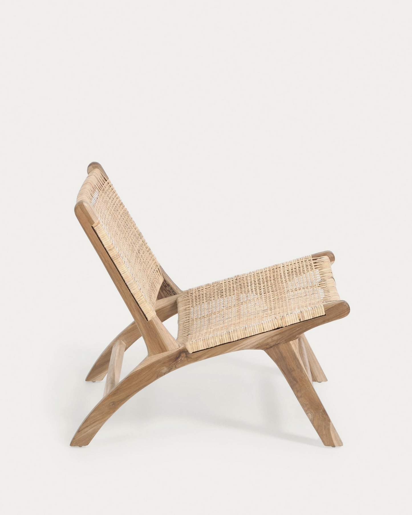 Japandi Wood and Rattan Armchair