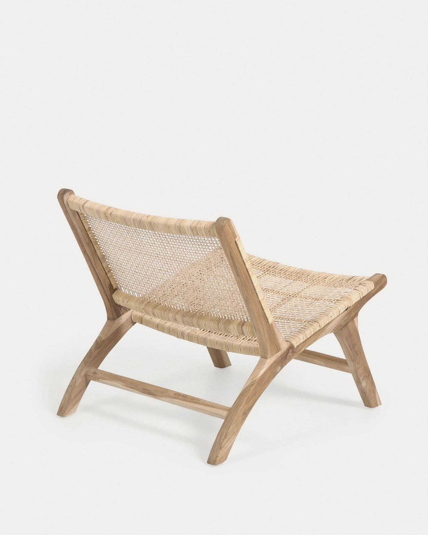 Japandi Wood and Rattan Armchair