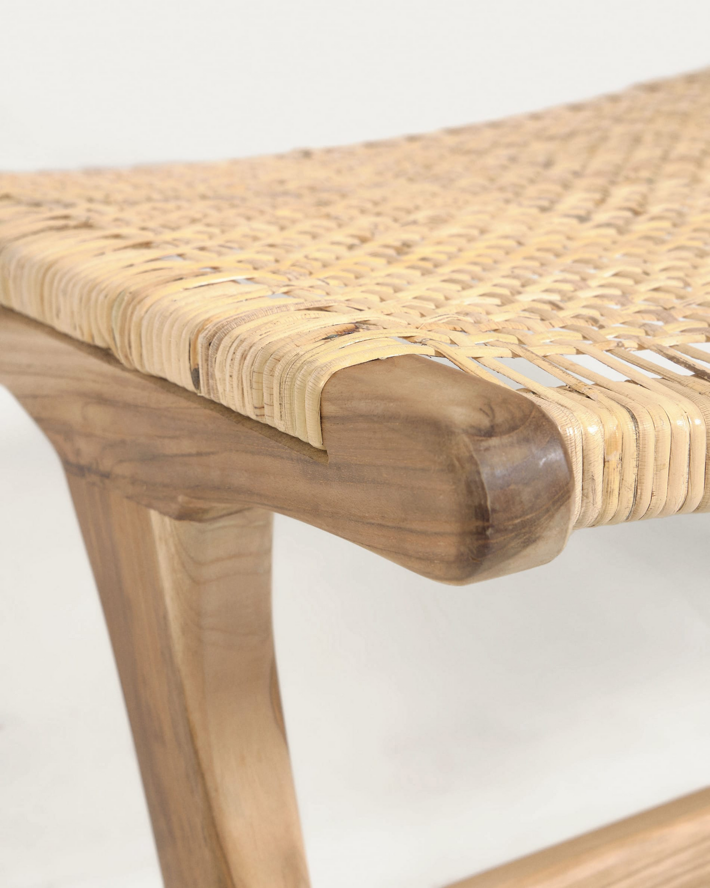 Japandi Wood and Rattan Armchair