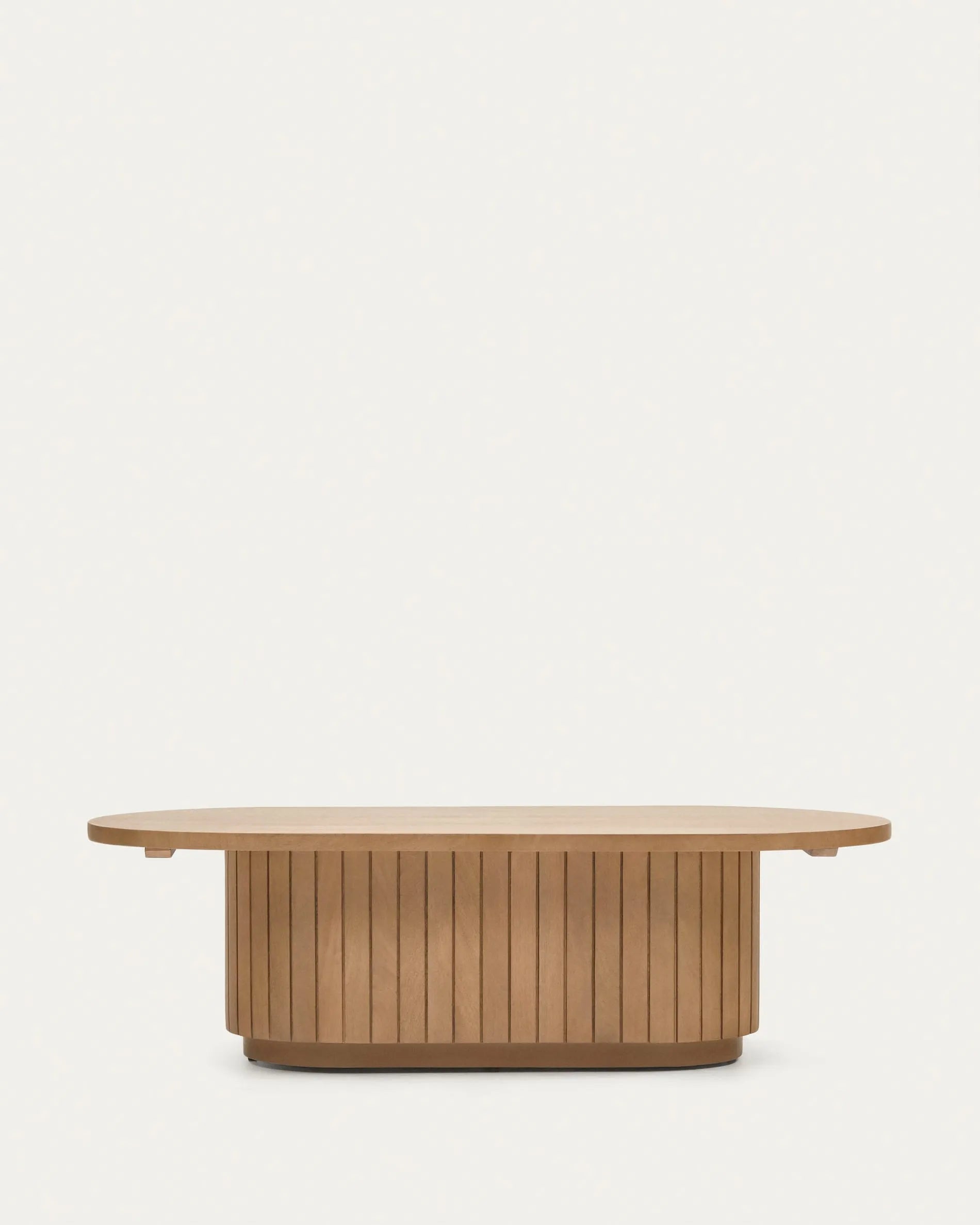Japandi Coffee Table with Slatted Wood Base in solid mango wood