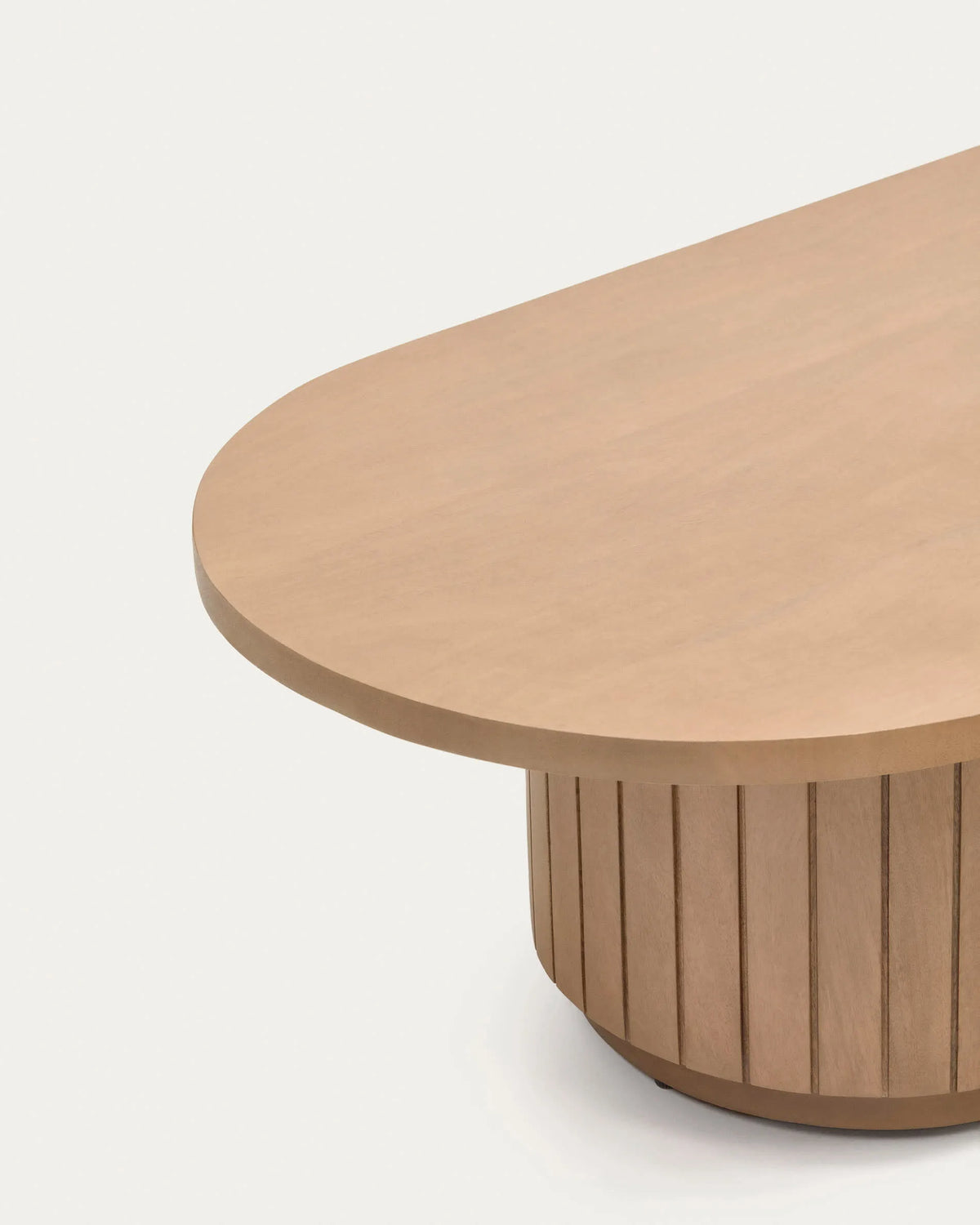 Japandi Coffee Table with Slatted Wood Base