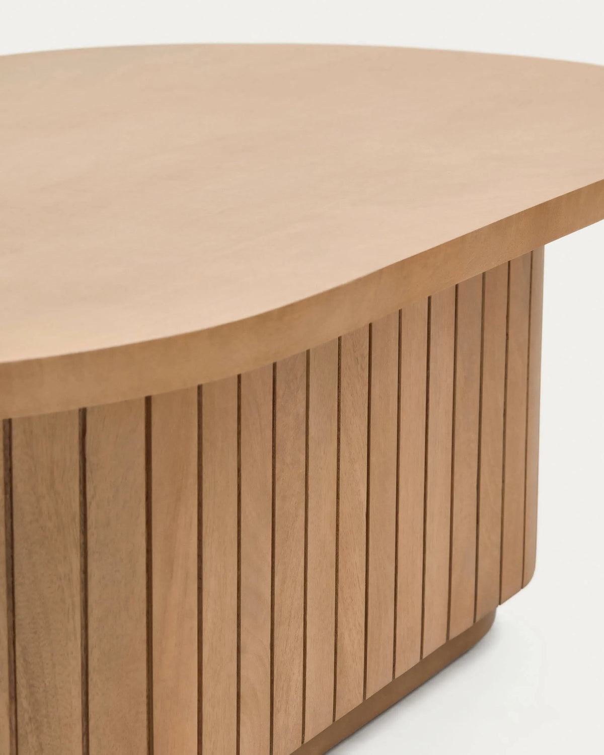 Japandi Coffee Table with Slatted Wood Base
