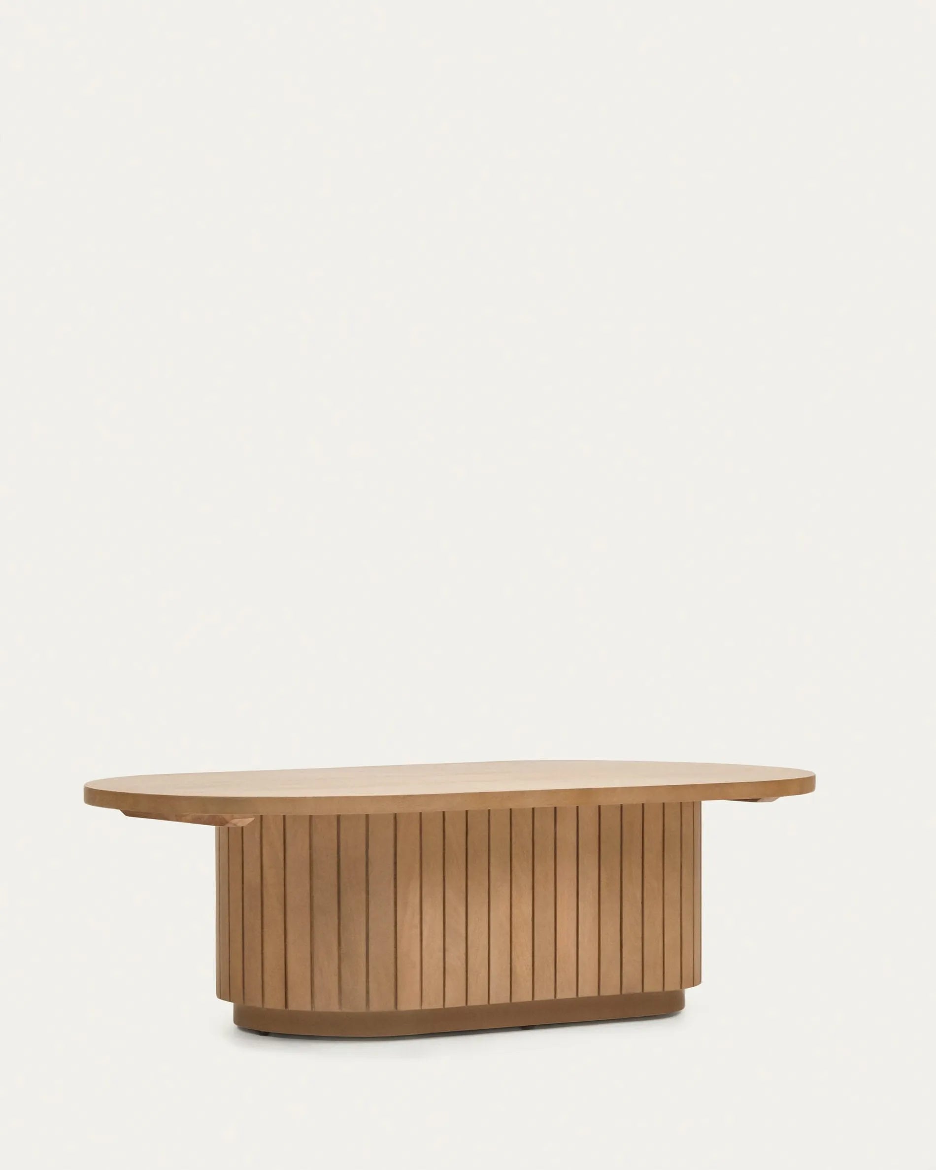 Japandi Coffee Table with Slatted Wood Base