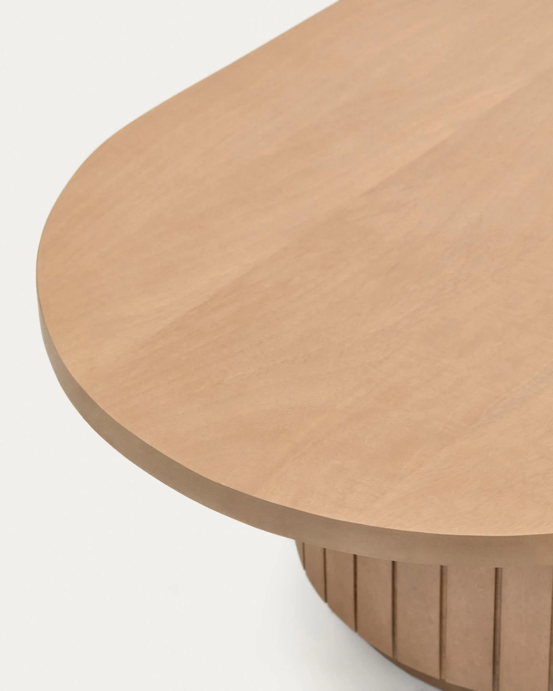 Japandi Coffee Table with Slatted Wood Base
