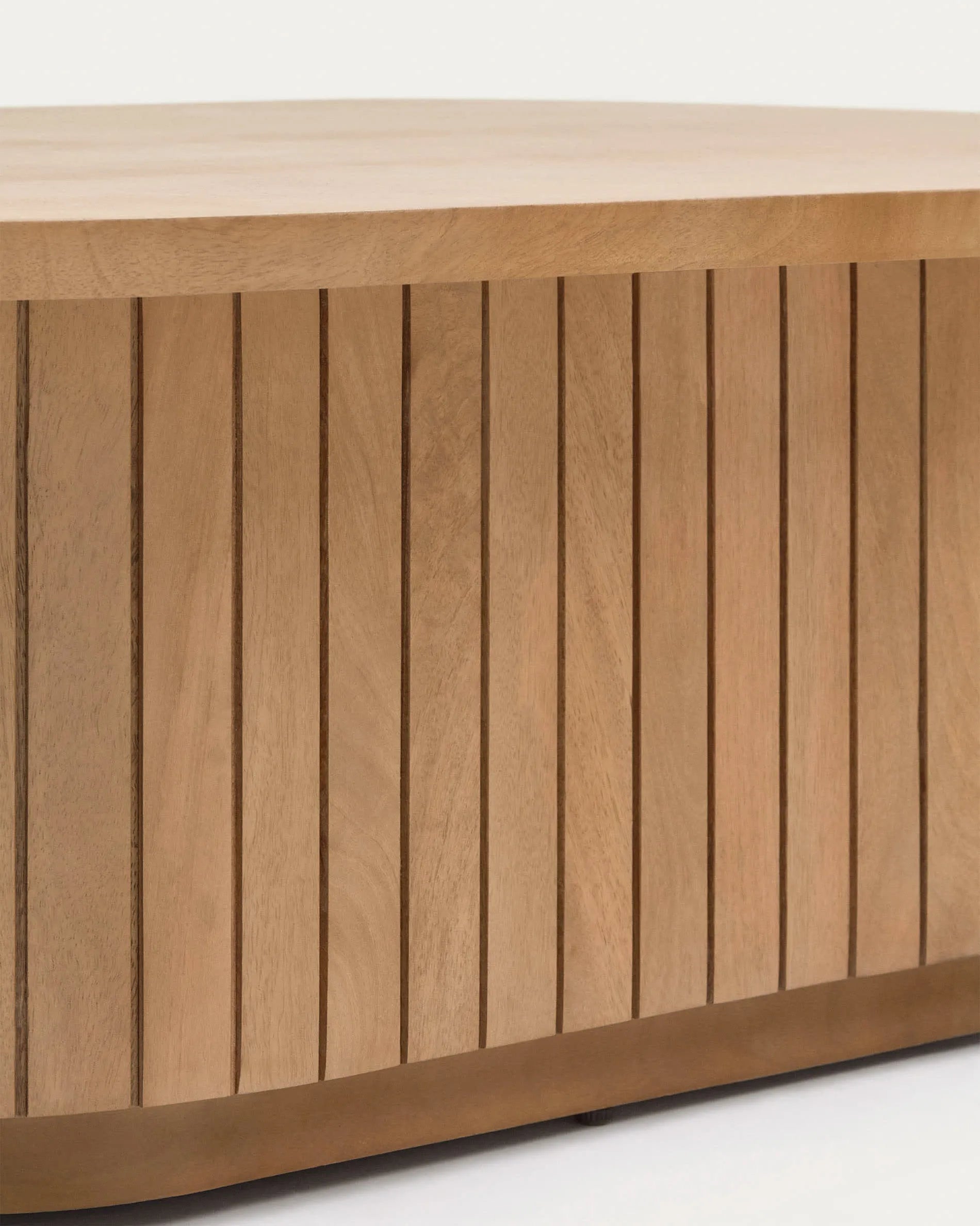 Japandi Coffee Table with Slatted Wood Base