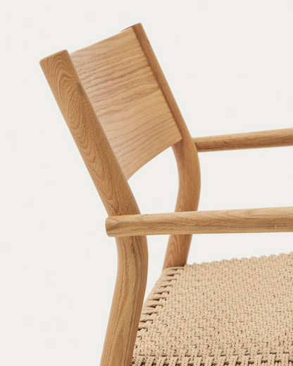 Japandi Wood and Rope Armchair