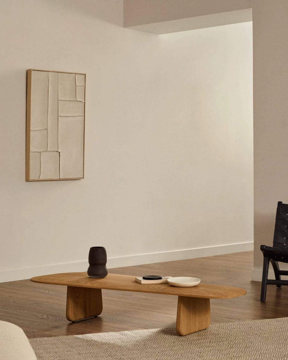 Light Wood Organic Japandi Coffee Table