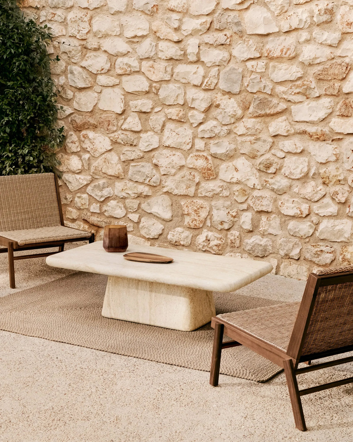 Travertine Rectangular Japandi Coffee Table