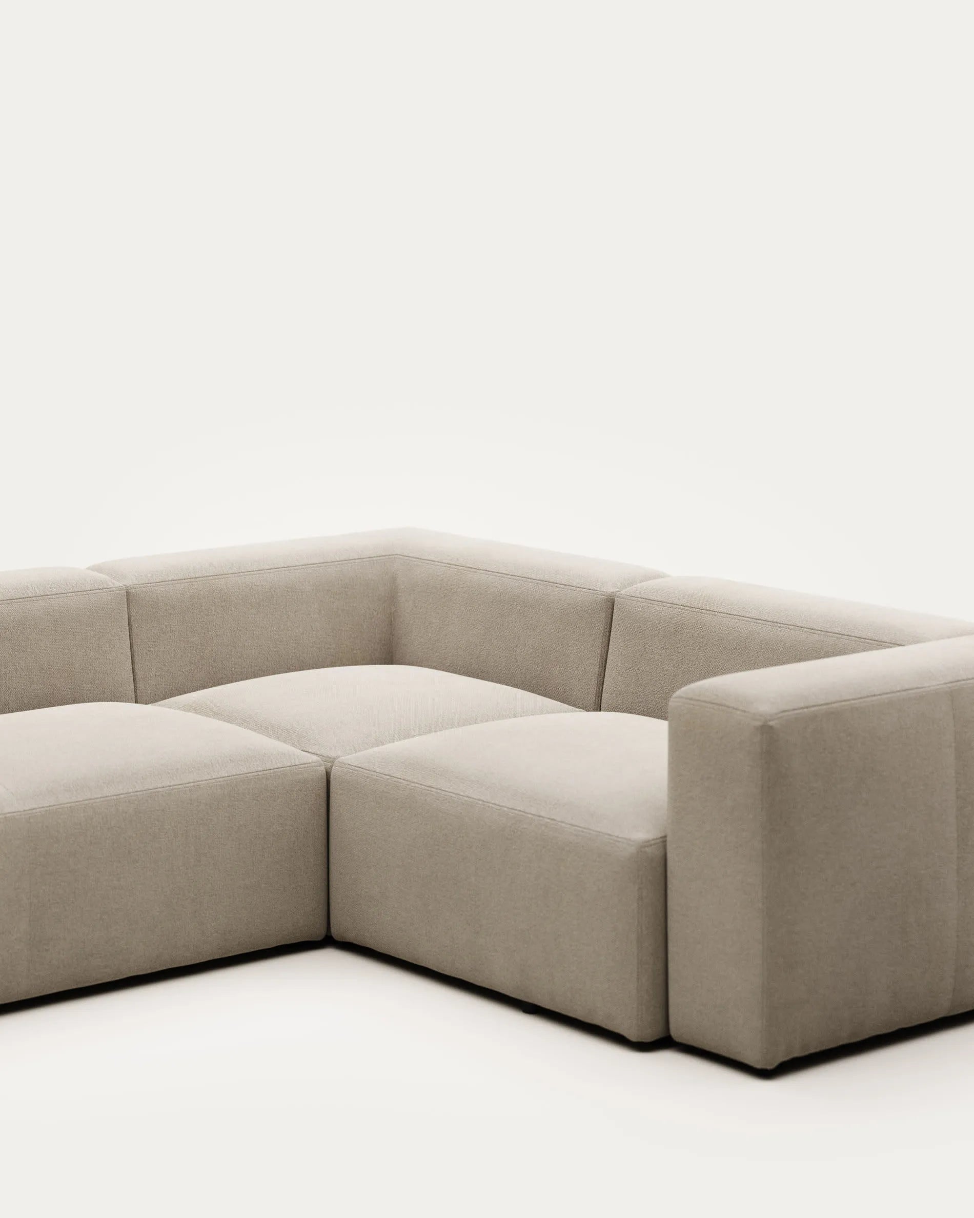 Beige 3 Seater Japandi Corner Sofa