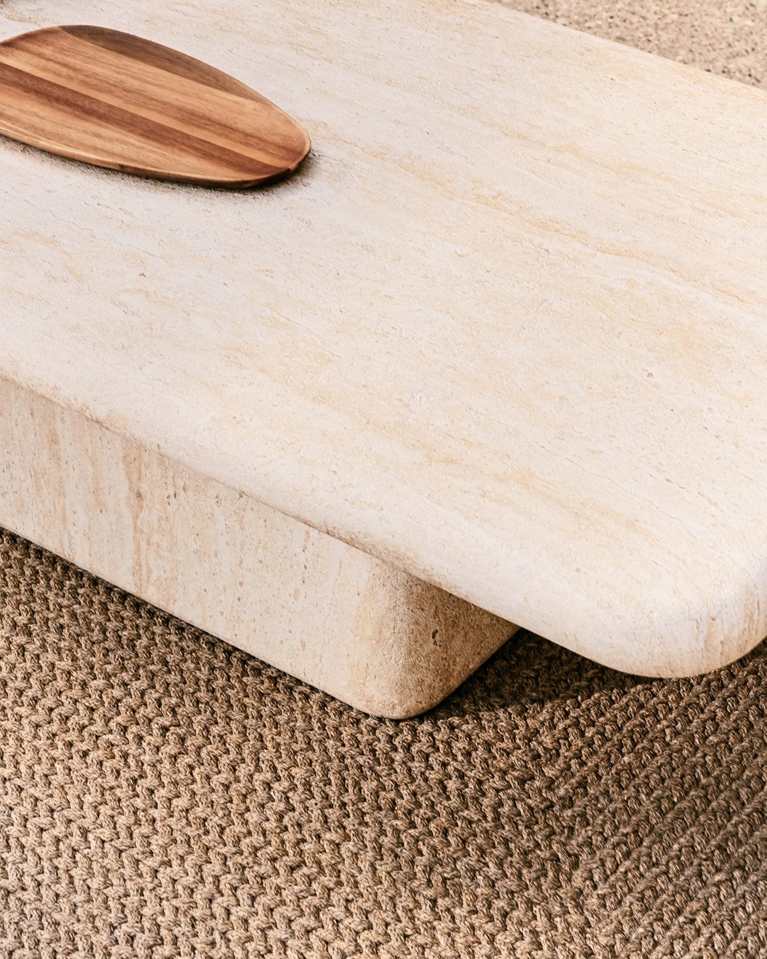 Travertine Rectangular Japandi Coffee Table