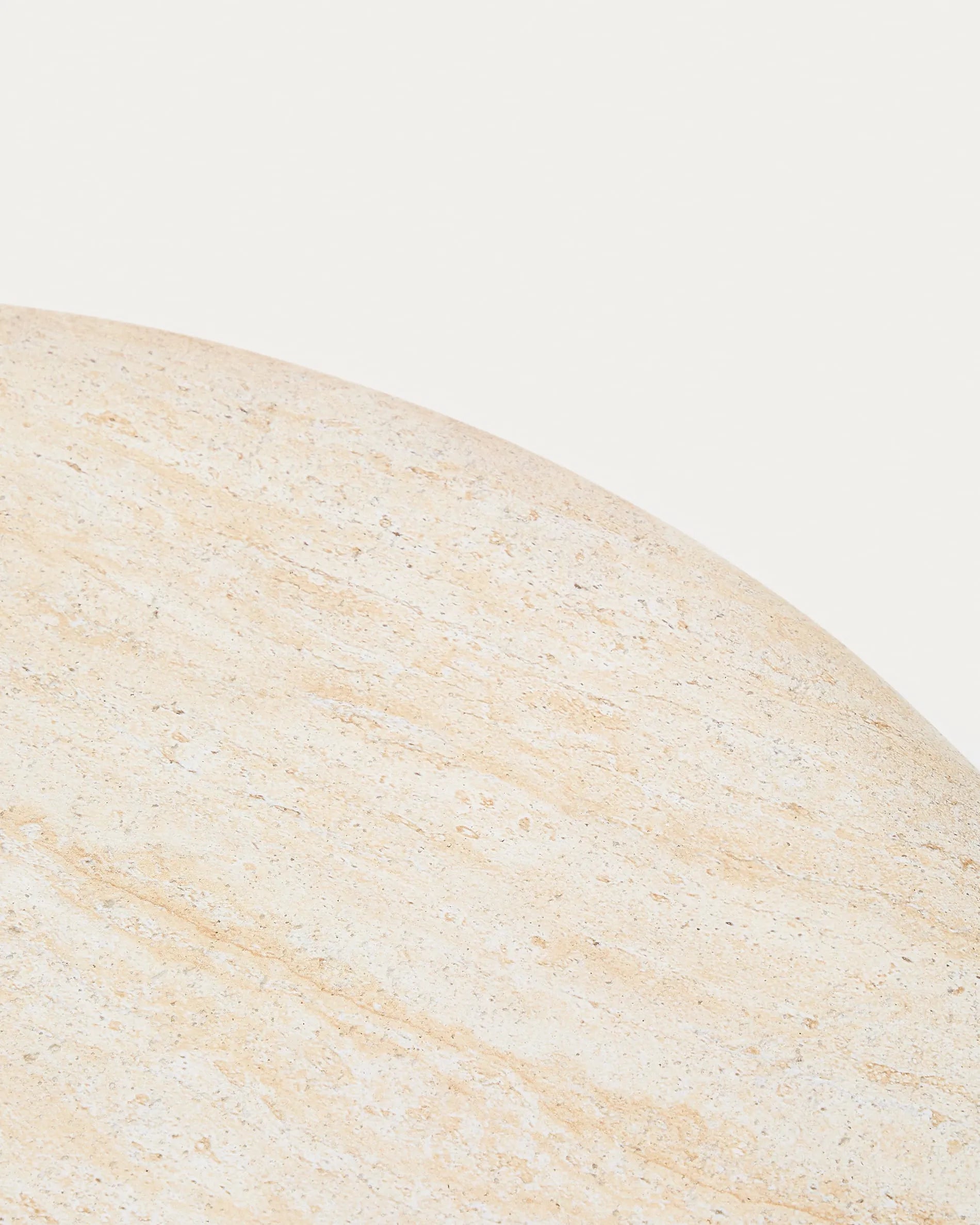 Travertine Round Japandi Coffee Table