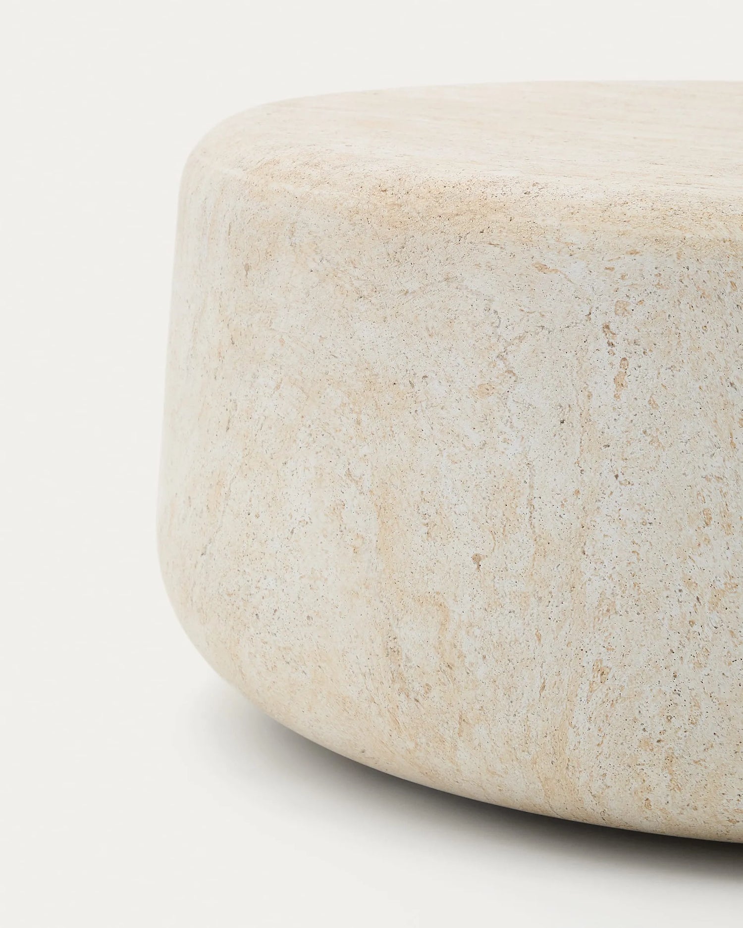 Travertine Round Japandi Coffee Table