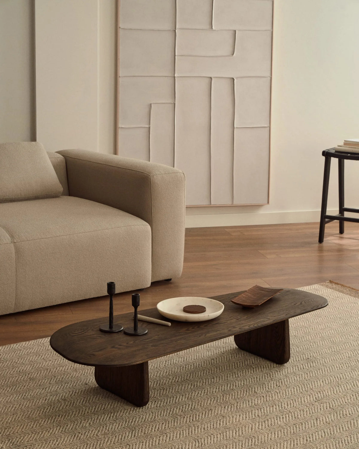 Dark Wood Organic Japandi Coffee Table
