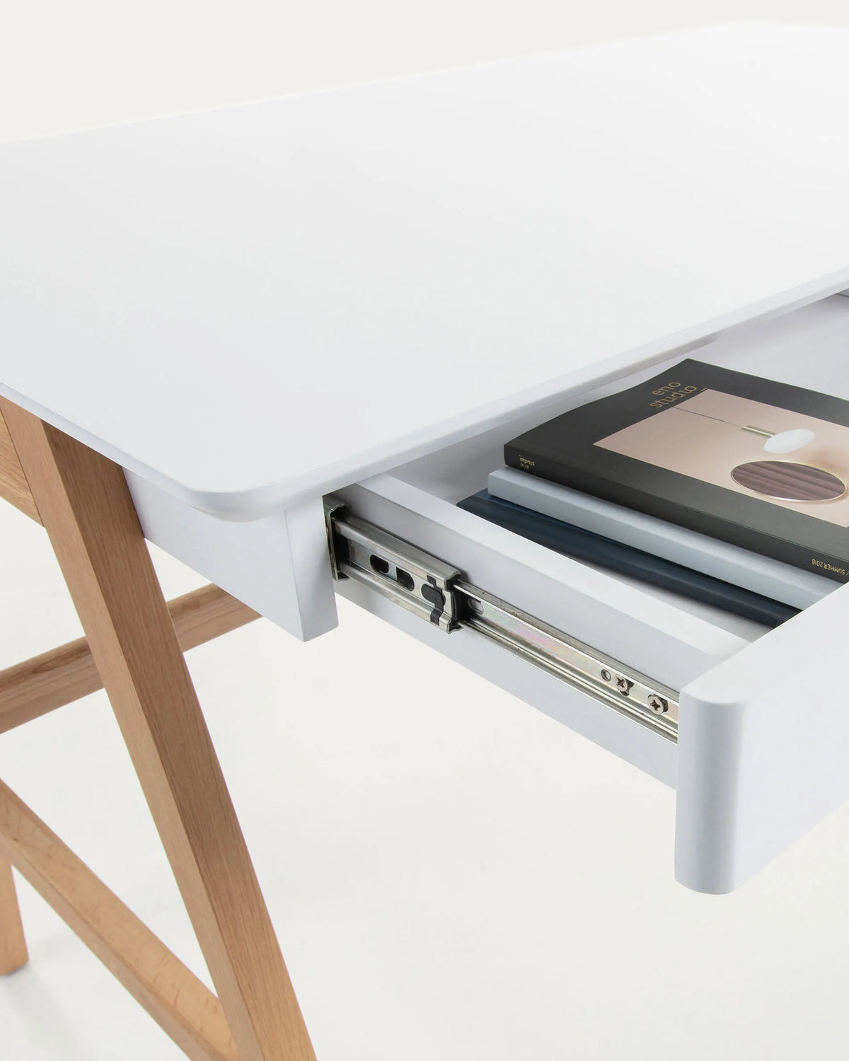 White and Wood Japandi Desk