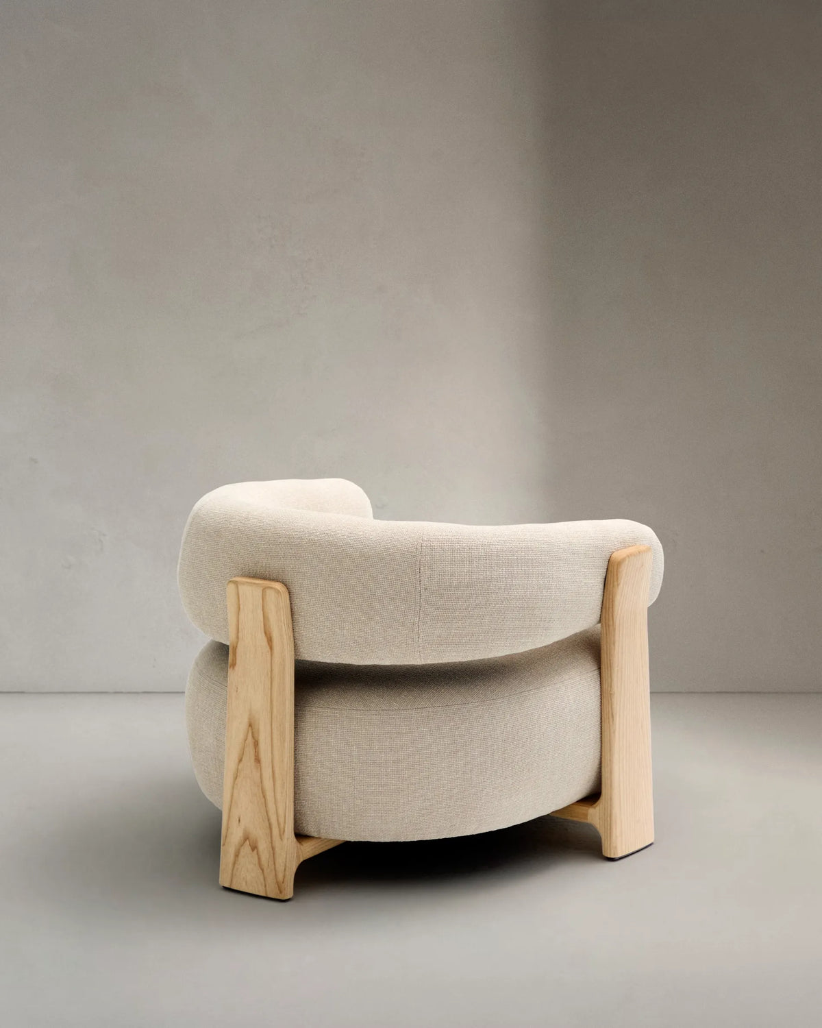 Beige Natural Wood Japandi Armchair
