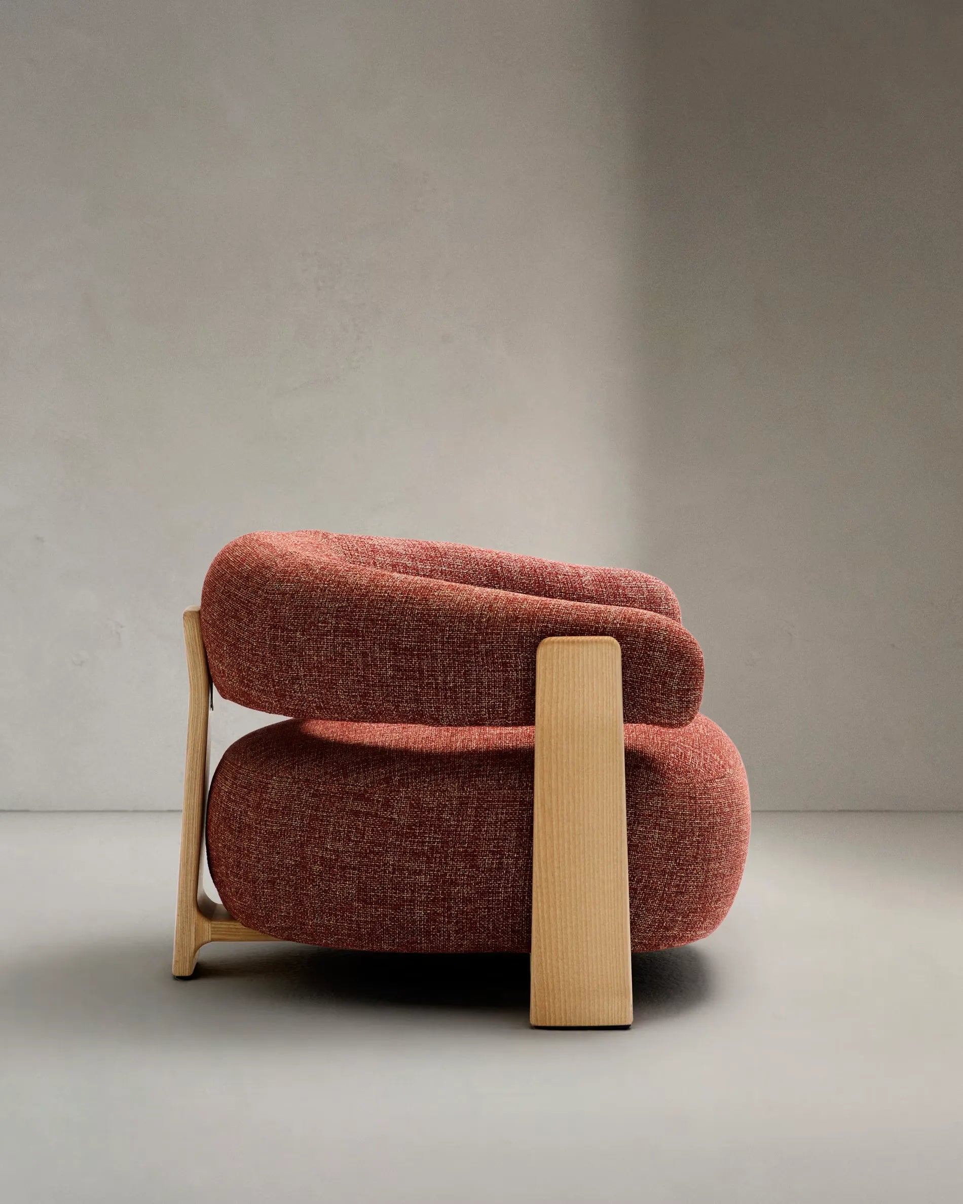 Terracotta Chenille Japandi Armchair