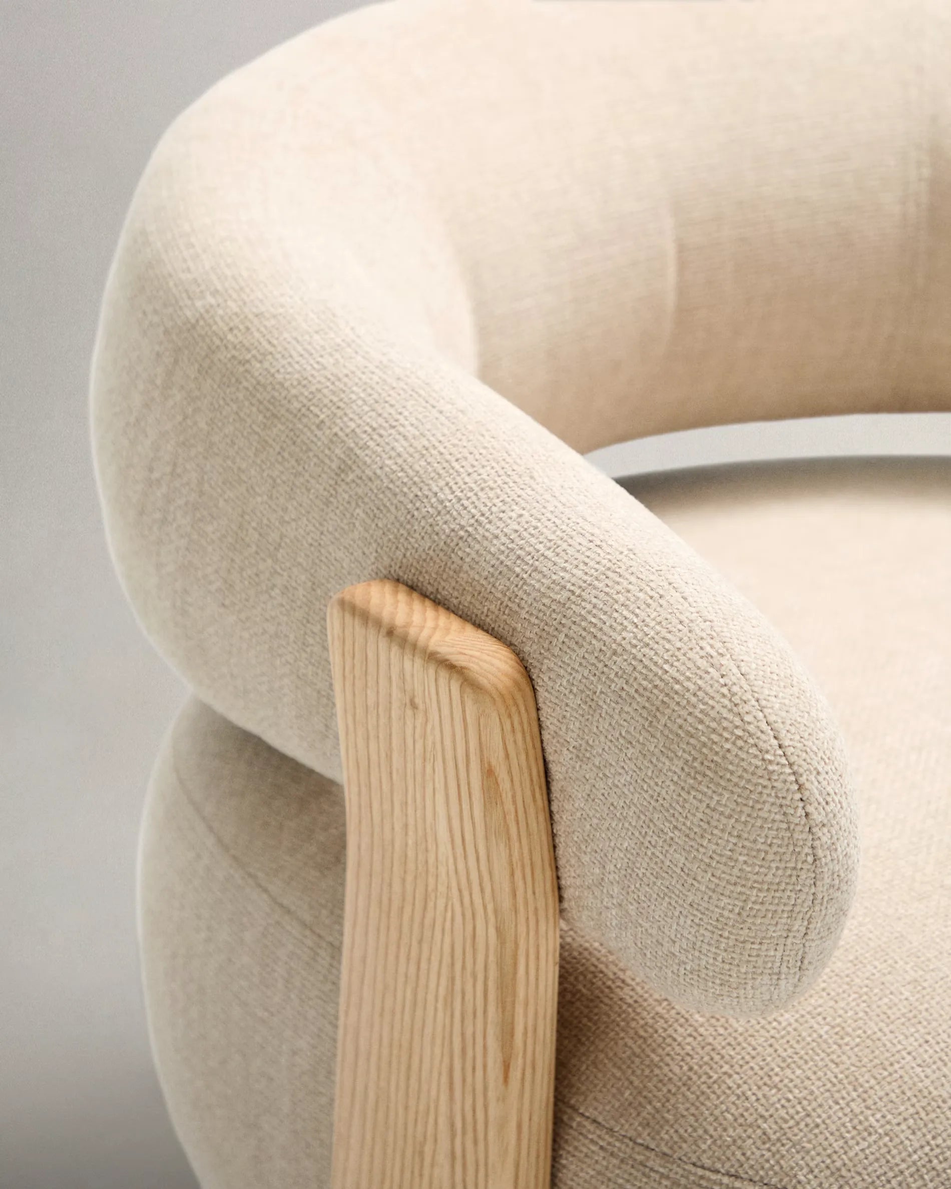 Beige Natural Wood Japandi Armchair