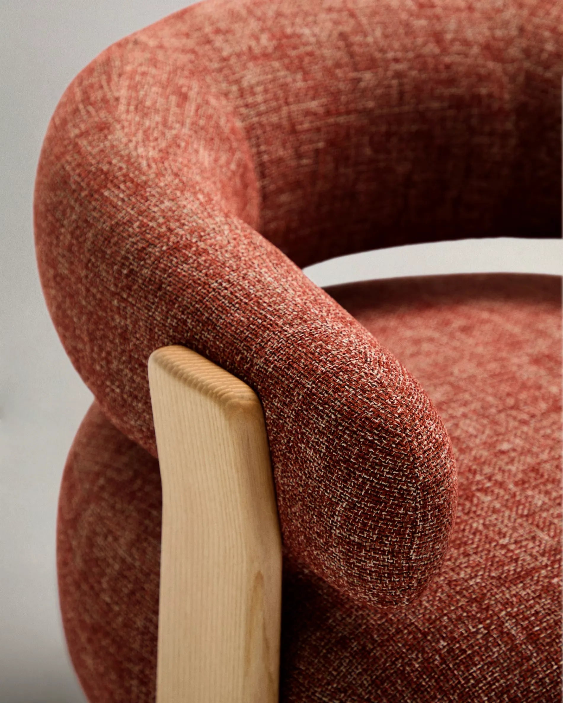 Terracotta Chenille Japandi Armchair