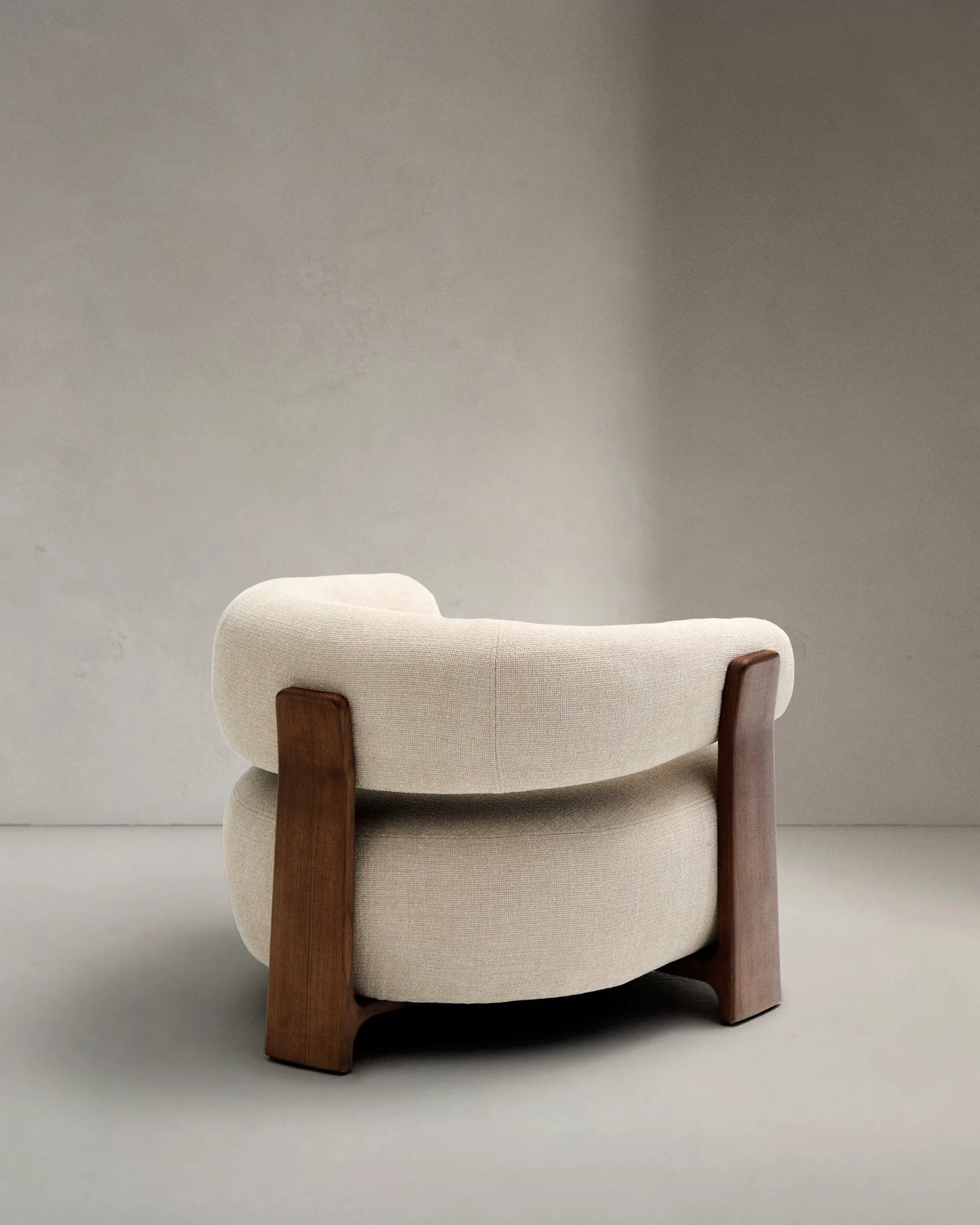 Beige Chenille Japandi Armchair