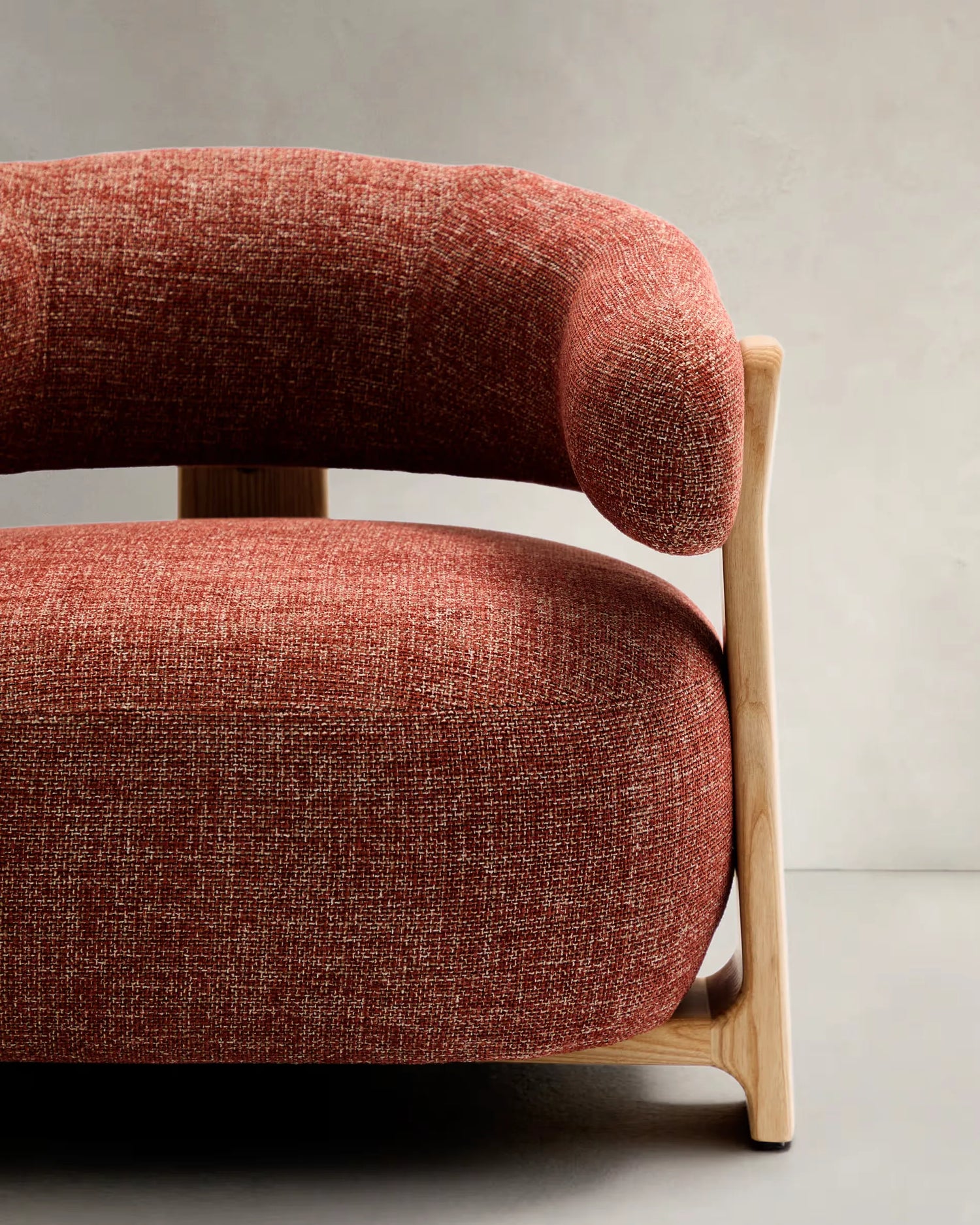 Terracotta Chenille Japandi Armchair
