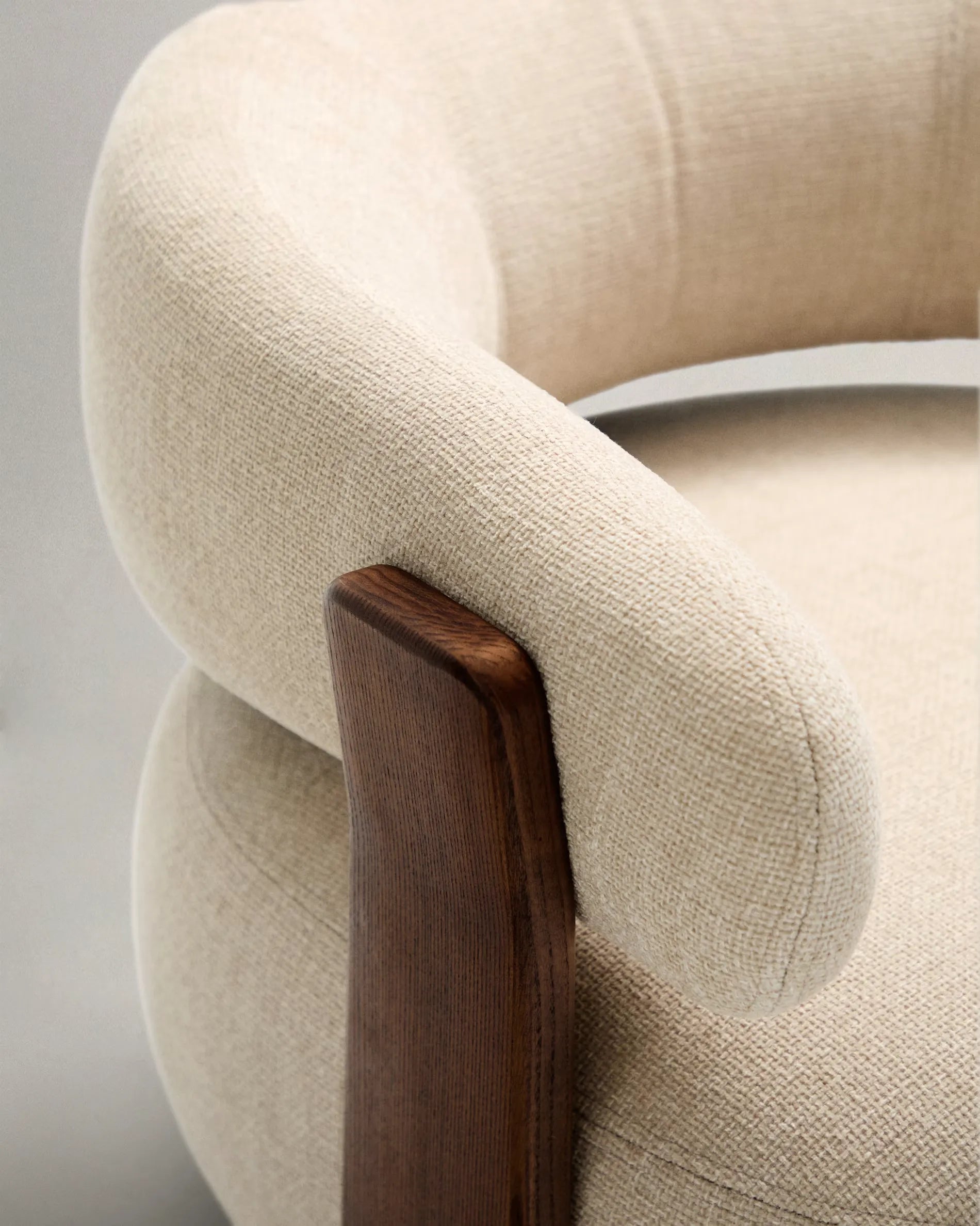 Beige Chenille Japandi Armchair