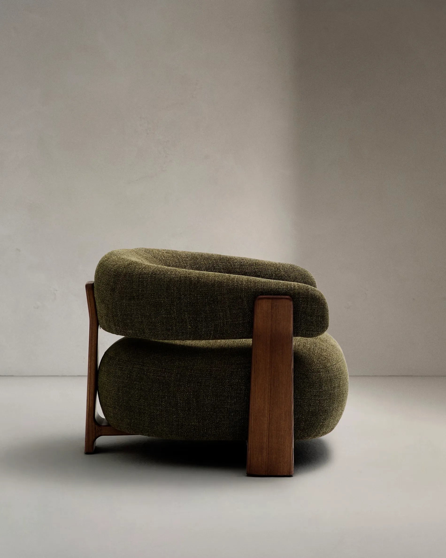 Green Chenille Japandi Armchair