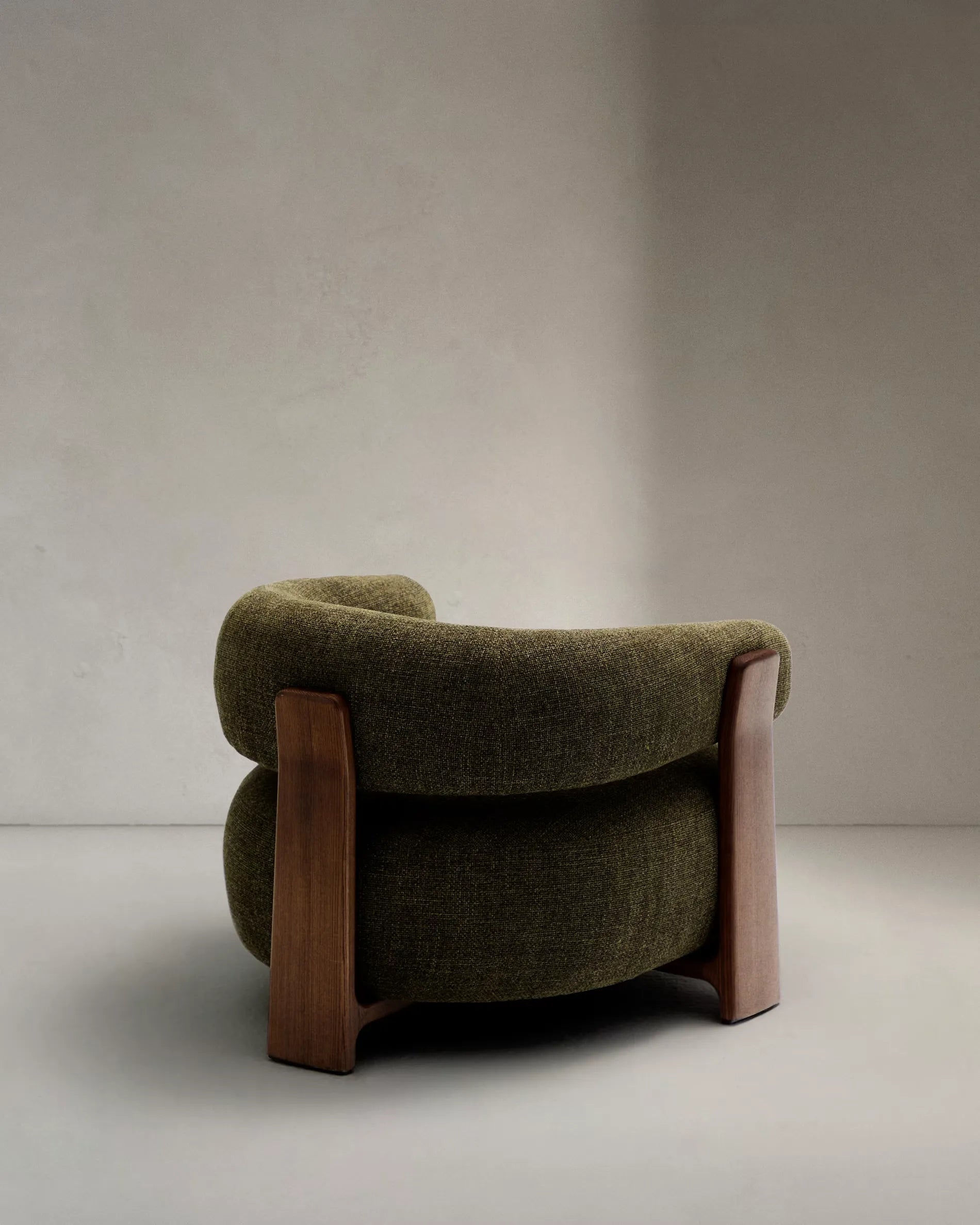 Green Chenille Japandi Armchair