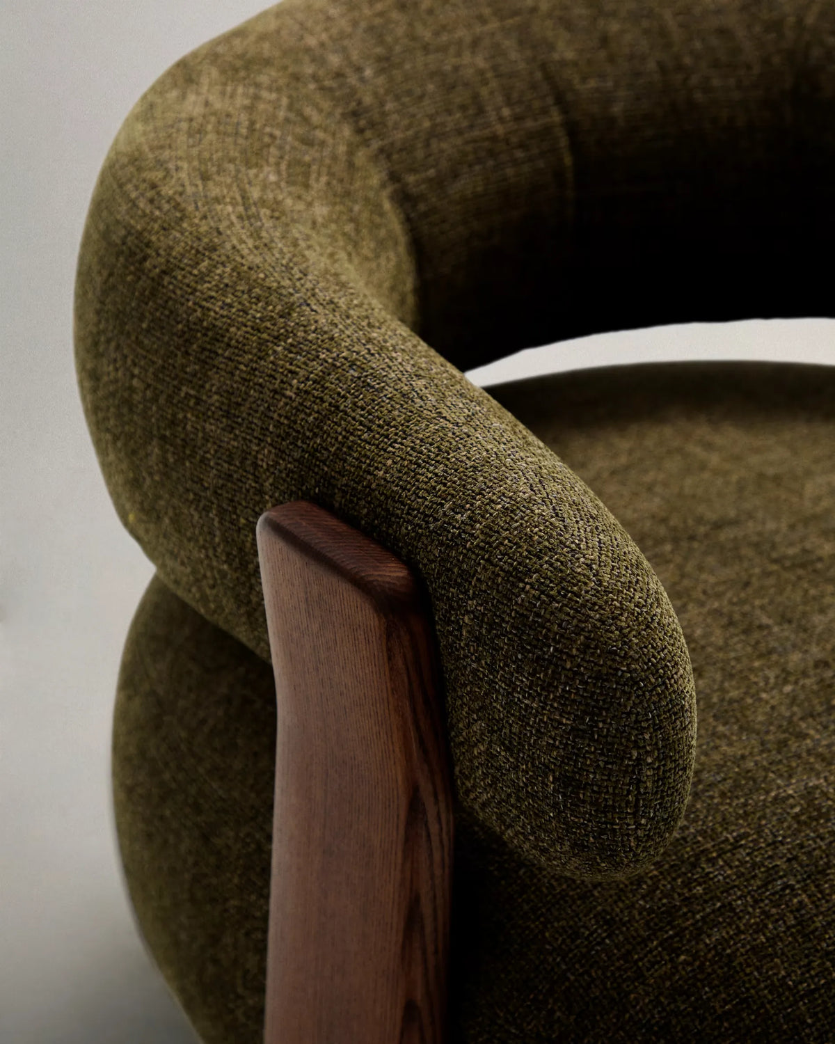 Green Chenille Japandi Armchair