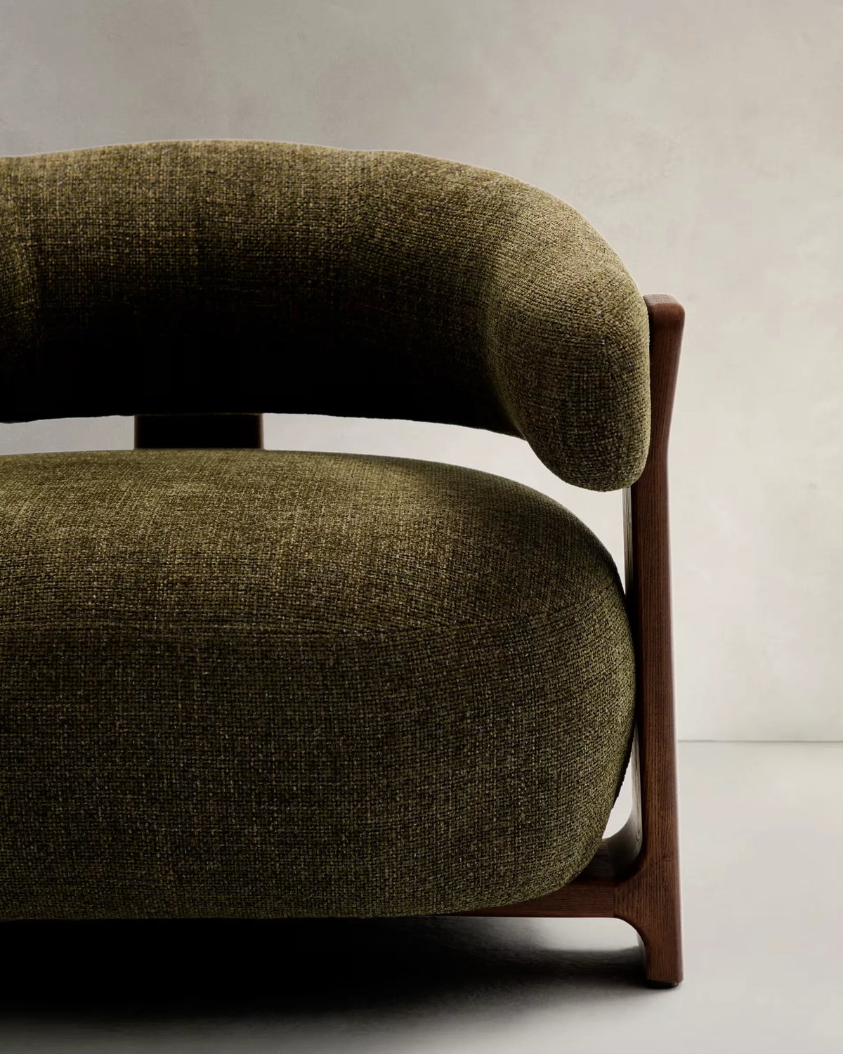 Green Chenille Japandi Armchair