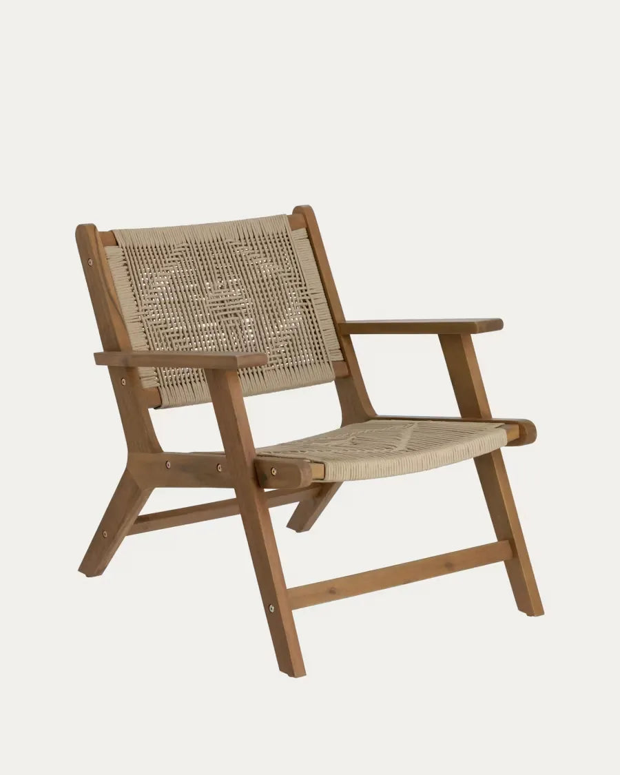 Dark Acacia Japandi Armchair in solid acacia wood