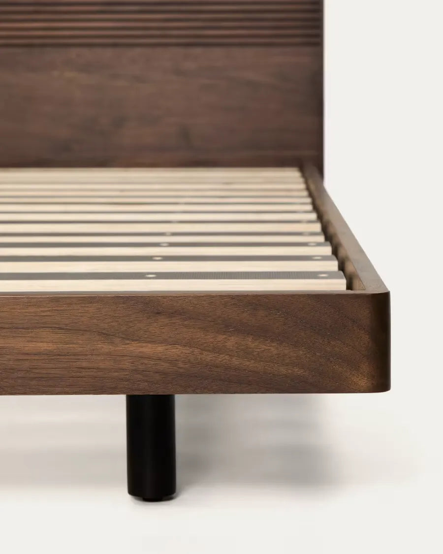 Walnut Veneer Japandi Bed 160x200cm