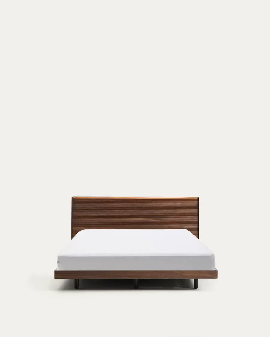 Walnut Veneer Japandi Bed 160x200cm