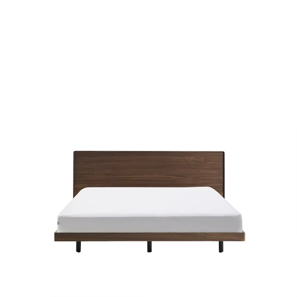 Walnut Veneer Japandi Bed 160x200cm